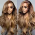 200 Density Body Wave 30 32 Inch Highlight Lace Front Human Hair Color Transparent Lace Frontal Wigs Women