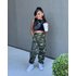 Mother & Kids European and American cross-border fashion suit trendy vest + camouflage hip-hop overalls two-piece set trendy girls YM118
