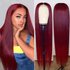 Wig woman wine red long straight hair with long bangs fashion chemical fiber headgear
