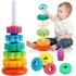 Montessori Rotating Rainbow Tower Baby Stacking Puzzle Toys Safety and Environmental Protection Colored Children’s Toys