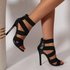 Foreign Trade Large Size Style High-heeled Sandals Women’s Stiletto Cross Elastic Band Rear Zipper Sexy Cross-border Sandals Wholesale