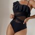 Women’s Clothing New Multi Color Ruffled One Shoulder Mesh Hollow Sexy One Piece Swimsuit