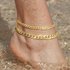Double Layer Anklet For Women Cuban Chain Exaggerated Personality Niche Versatile Beach Style Simple Jewelry Trend