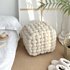 Handwoven Rattan Stool With Backrest – Boho Chic Pouf Ottoman For Living Room, Bedroom & Bay Window