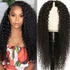 V Part Water Wave Human Hair Wig 180% Density Natural Color Curly Brazilian Wigs 18-32 Inch
