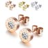 Fashion Round Anti-allergy Titanium Steel Roman Numeral Stud Earrings for Women Men Crystal Stainless Steel Earrings Jewelry