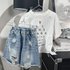 2025 Summer New Style Children’s Clothing Boys Korean Style Fashionable All Match Loose Ripped Jeans Children’s Summer Shorts