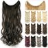 Long Brown Synthetic Hairpieces Fish Line Fusion Invisible Wavy Hair Extensions Cabello Perruque Femme