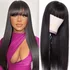 100% Human Hair Straight Wigs With Bangs Brazilian Remy Natural Black Color For Women