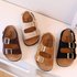 Mother & Kids Genuine Leather Sandals Soft Sole Baby Sandals Retro Wooden Bottom Medium And Large Children’s Sandals