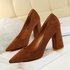 Style Simple Thick Heel High Heel Suede Shallow Mouth Pointed Professional OL Thin Women's Shoes High Heels Single Shoes