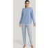 CALIDA Nightwear Xtra Pyjama, langfür Damen, S, Blau, Sanfter Schlafgenuss in 100% Baumwolle