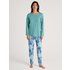 CALIDA Coastal Dreams Pyjama, langfür Damen, S, Türkis, Voller Komfort mit 100% Baumwolle