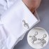 Zhuoxinder Male Cufflinks Silver Plated Music Notation Shape Alloy Fashion Men Cufflinks for Party-Silver