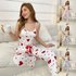 Women’s Pajama Set, Love Printed Trousers Sling Vest Two-piece Set, Comfortable Loungewear