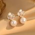 Earrings Women Golden Gem Pearl Earrings S Silver Needle Fashion Simple Inlaid Diamond Flower Pearl Niche Light Luxury Design Gentle Versatile Earrin