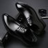 Men’s Breathable Leather Formal Business Pointed Lace Up Flat Wedding Shoes, Men’s Large Size