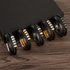 Trendy Creative Double-Layer Stainless Steel Cylinder Knurled Leather Bracelet Men’s Woven Simple Hand Rope