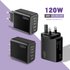 120W mobile phone fast charger Type-C British standard PD+USB multi port adapter tablet charging head