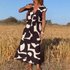 Women’s Clothing Elegant Lady Style V Neck Loose Waist Dress Summer Fashion New Versatile Long Skirt
