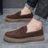 Step On Men’s Summer 2025 New Black Frosted Leather Men Lazy Driving Casual Bean Shoes Soft Sole