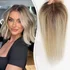 Blonde Brown Ombre Remy Human Hair Topper HairPieces for Women 150 Density Silk Base 3Clip in 12inch Hair Toppers