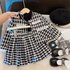Girls‘ 2023 Autumn New Small Fragrance Korean Fashion Checkered Coat+Short Skirt Fashionable Two Piece Set