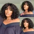 Jerry Curly Glueless Wig Short Pixie Bob Cut Human Hair Wigs With Bangs Highlight Honey Water Wave Blonde Colored Wigs