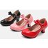 Girls High Heels Princess Shoes 2024 Spring And Autumn Models Medium And Large Children Red Student Performance Dance Shoes Small Leather Shoes