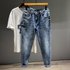 Plus Size Men's Spring/summer Fashion Jeans Men's American Retro Worn Slim Jeans Men's Thin Fat Pants