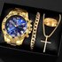 Gold Business Quartz Watch Movement Watch Men’s Luminous Fashion High End Waterproof Watch Large