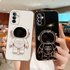 Phone Case For Xiaomi redmi note 8 Pro Plating Astronaut Fold Phone Holder Soft TPU Cover On redmi note 10 11s pro 9 9A