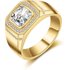 MJZ034 Simulated Square Diamond, Full Arm Set, Wealthy Diamond Ring, Trendy Men’s Wide Version, Large Ring