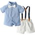 Baby clothes Summer boys suit Baby children’s cotton clothes plaid shirt children’s short sleeved summer suspenders shorts Birthday
