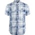 Weird Fish Nasser Vintage Wash Short Sleeve Check Shirt Light Denim Size M