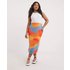 Tie Dye Mesh Overlay Midi Skirt