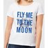 Fly Me To The Moon Blue Print Women`s T-Shirt - White - S - White