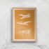 Aeroplane Diagram Giclee Art Print - A2 - Wooden Frame