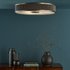 Dar Lighting Alvaro 6 Light Flush Ceiling Light In Antique Bronze With Brown Shade