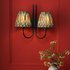 Dar Lighting Becca 2 Light Wall Light Matt Black With Red And Green Shades