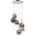 Dar Lighting Mira 6 Light Cluster Ceiling Pendant Light In Polished Chrome With Iridised Glass