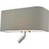 Dar Lighting RON7139L Ronda 3 Light Wall Light With Grey Silk Shade With LED Reading Light