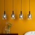 Dar Lighting Savannah 4 Light Bar Ceiling Pendant Light In Matt Black With Smoked Glass SAV0422
