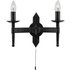 Searchlight 2422-2BK 2 Light Wrought Iron Saxon wall Light with Pull switch
