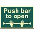 Scan Push Bar To Open Sign 300mm 200mm Photoluminescent