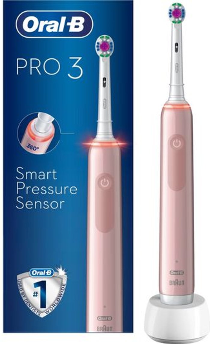 Currys Business | Oral B ORAL B Pro 3 3000 Electric Toothbrush - Pink Oral B ORAL B Pro 3 3000 Electric Toothbrush - Pink