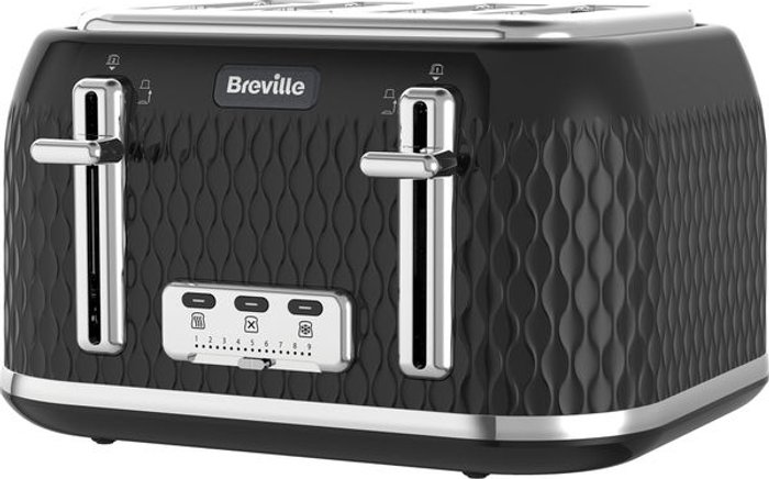 Currys Business | Breville BREVILLE Curve VTT786 4-Slice Toaster - Black Breville BREVILLE Curve VTT786 4-Slice Toaster - Black