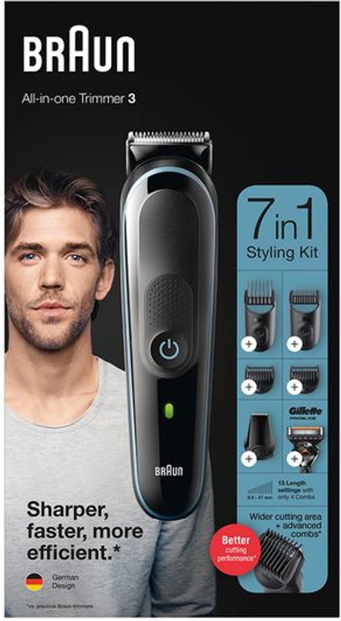 Currys Business | Braun BRAUN MGK3245 7-in-1 Beard Trimmer Set - Blue & Black Braun BRAUN MGK3245 7-in-1 Beard Trimmer Set - Blue & Black