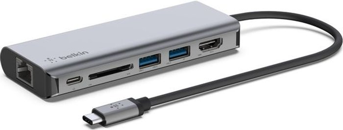 Currys Business | Belkin BELKIN AVC008btSGY 6-port USB Type-C Hub Belkin BELKIN AVC008btSGY 6-port USB Type-C Hub