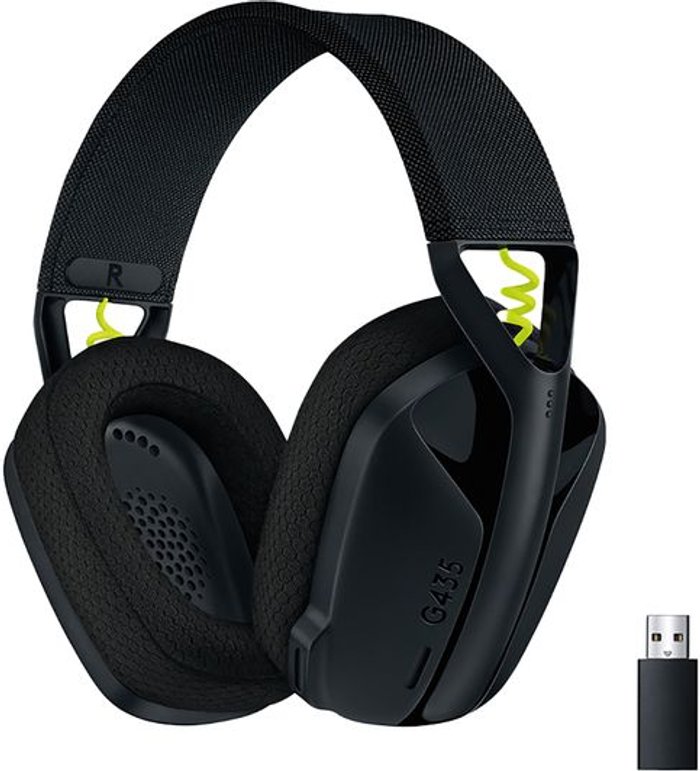 Currys Business | Logitech LOGITECH G435 Wireless 7.1 Gaming Headset - Black, Black Logitech LOGITECH G435 Wireless 7.1 Gaming Headset - Black, Black